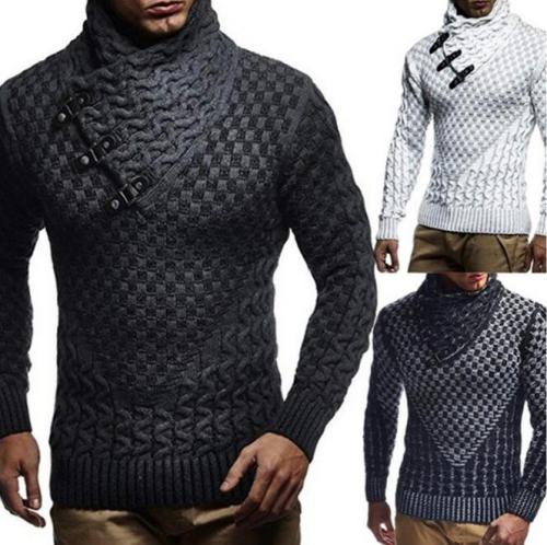 European and American men's knitted pullover turtleneck slim sweater