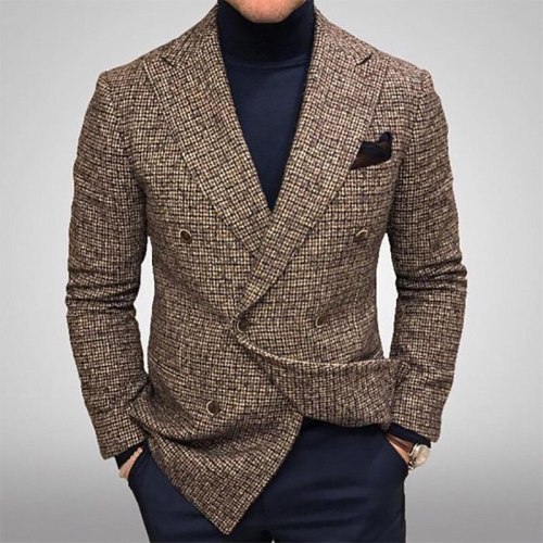 Mens Fashion Double Breasted Men's Suit Slim Fit Blazer Tuxedos For Wedding Groommen ( Only One top))