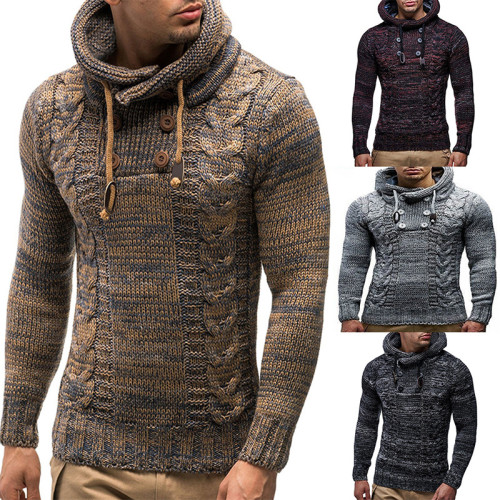 Men's Winter Hooded Sweater 2021 New Fashion Male Knitwear Autumn Hoodies Knitted Coats Men Clothing Pullovers Sweaters