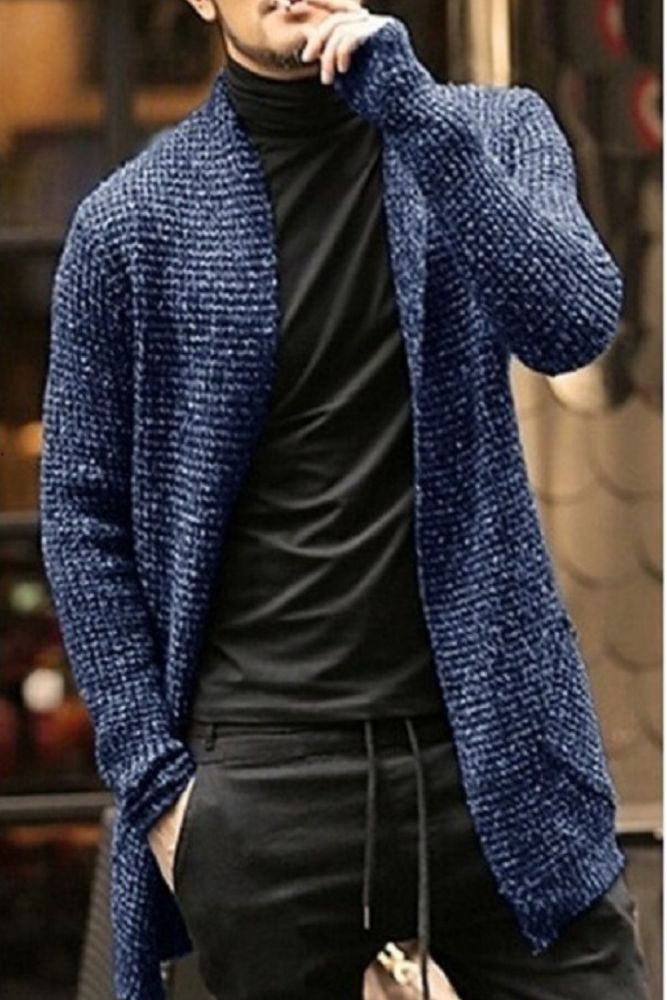 Winter Cardigan Men O-neck Sweater Solid Thick Warm Long Sleeve Sweater Mohair Clothing England Style Casual Jacket Pull Homme