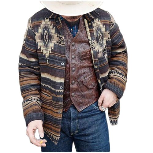 Autumn Fashion Men Lapel Printing Single-Breasted Long Sleeve Jacket Streetwear Vintage Casual Loose Outerwear Oversize S-3XL
