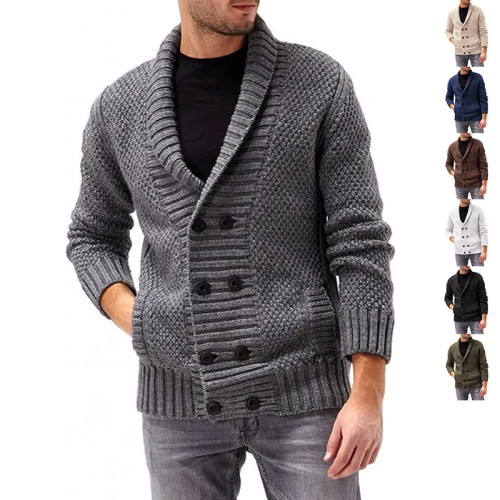 2021  Autumn And Winter New Men's Sweater Fashion Casual Youth Double-Breasted Cardigan  Jacke