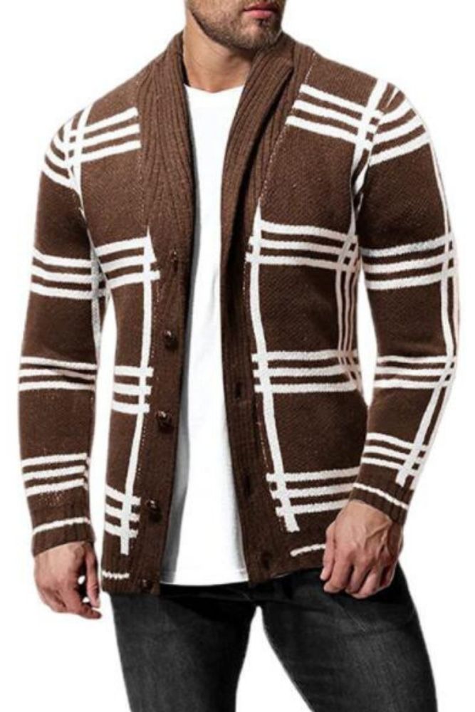 New winter men's striped sweaters single breasted cardigans autumn thicken knitwear cardigan sweater streetwear men sweater 3XL