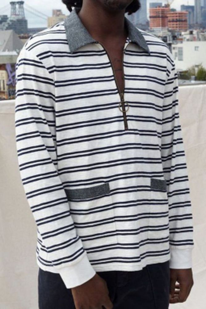 2021 Men's Stand Collar Thicken velvet Striped Hoodies Cotton Casual Sweatshirt Loose in warm Pullover High Street Coat M-2XL