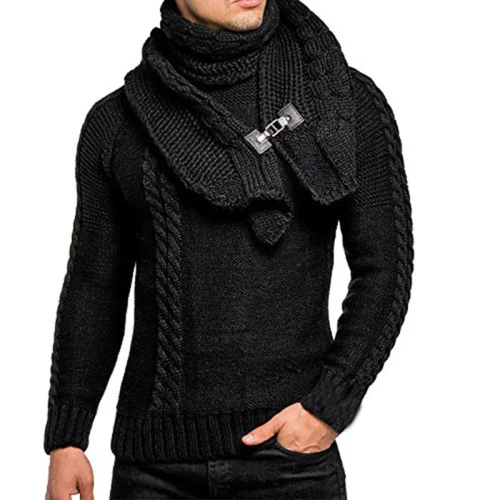 2021 autumn and winter European and American fashion men's long sleeve  slim Pullover knitted sweater