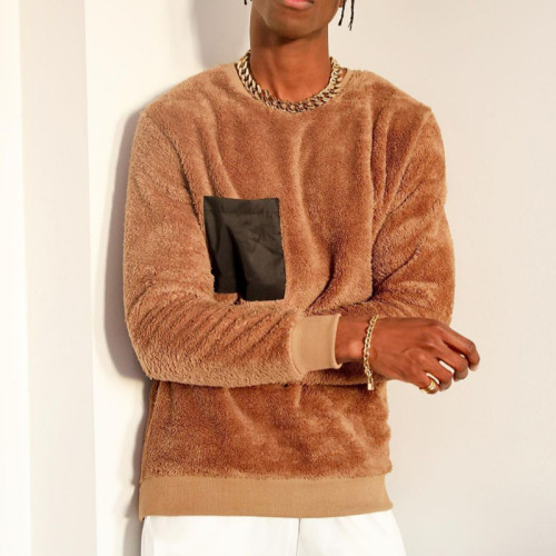 Hoodies Men New Fashion Pullover O Neck Fake pocket irregular Knitwear Knitted Sweater Pull  Loose Jumper