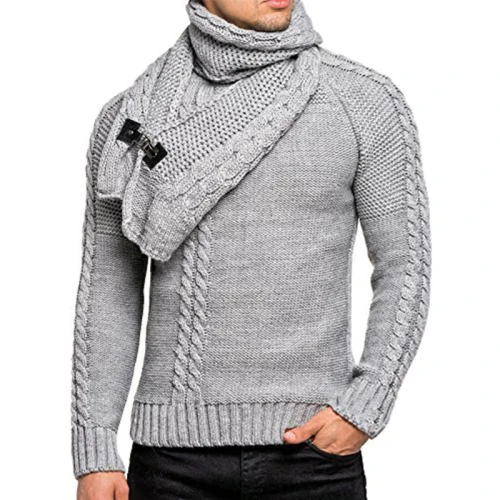 2021 autumn and winter European and American fashion men's long sleeve  slim Pullover knitted sweater