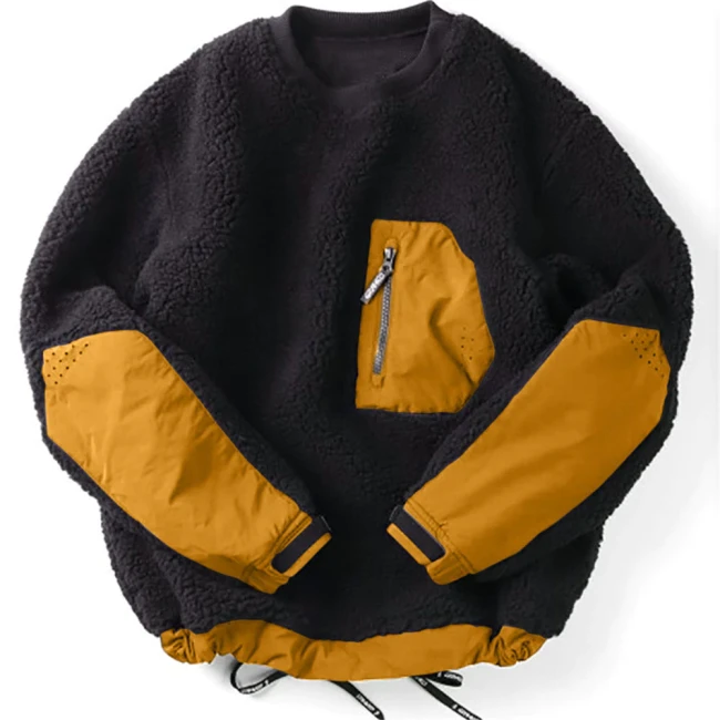 Oversized  Fleece Sweater Plus Size 3XL Hip-Hop Streetwear Warm Pullover Patch Fluffy Sweaters