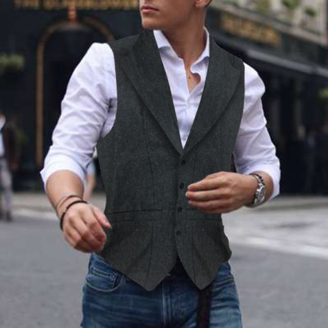 Men's Suit Vest Weste Men Elegant Plaid Waistcoats Vintage Men Vest