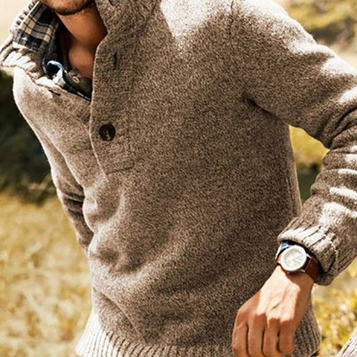 Sweaters Men Pullovers Striped Sweep Full Sleeve Turn-Down Collar Solid Color Slim Casual Knitted Tops Male