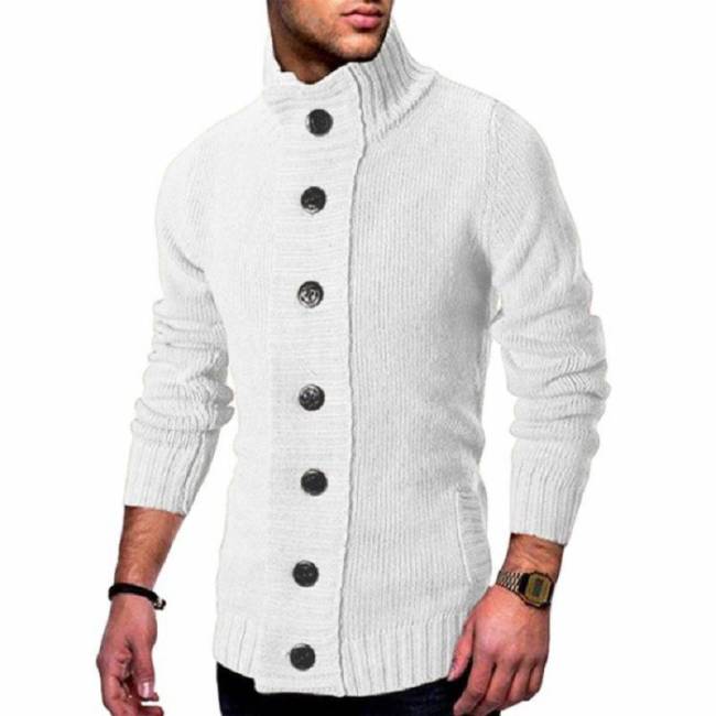 2021 brand autumn and winter new European and American fashion men's single breasted knitted sweater cardigan