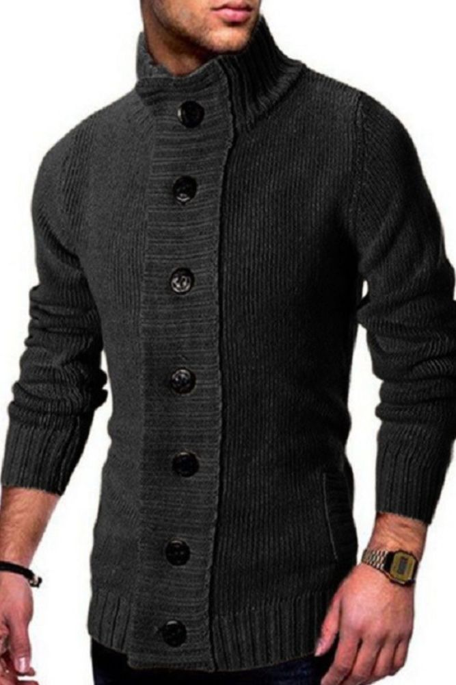 2021 brand autumn and winter new European and American fashion men's single breasted knitted sweater cardigan
