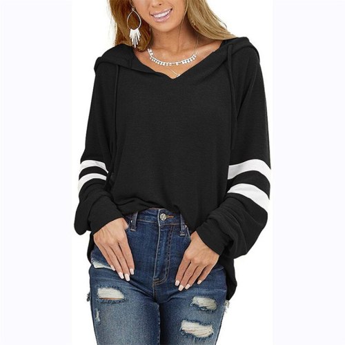 Spring Autumn New Hooded Drawstring Hoodie Women Solid Color Long Sleeve Loose Sweatshirt Top Female Casual Outer wear
