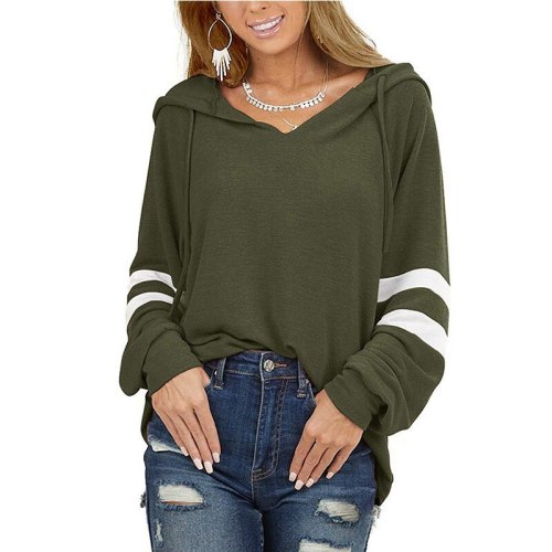 Spring Autumn New Hooded Drawstring Hoodie Women Solid Color Long Sleeve Loose Sweatshirt Top Female Casual Outer wear