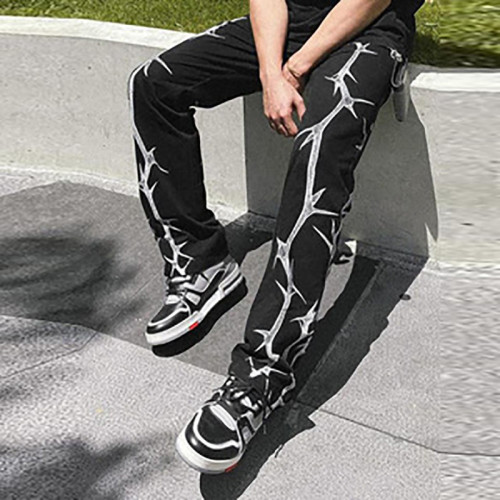 Summer 2021 Fashion Men's Pants European and American Loose Casual Trousers Trend Print Youth Pants Mens Clothing