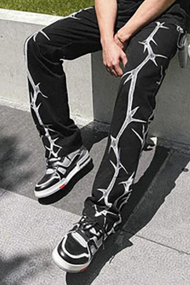 Summer 2021 Fashion Men's Pants European and American Loose Casual Trousers Trend Print Youth Pants Mens Clothing