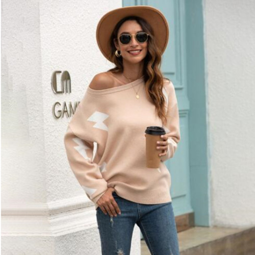 Ladies Sweater New Tops Round Neck Pullover Sweater Sweater Bottom Shirt Long Sleeve Short Slim Sweater Print Round Neck Sweater