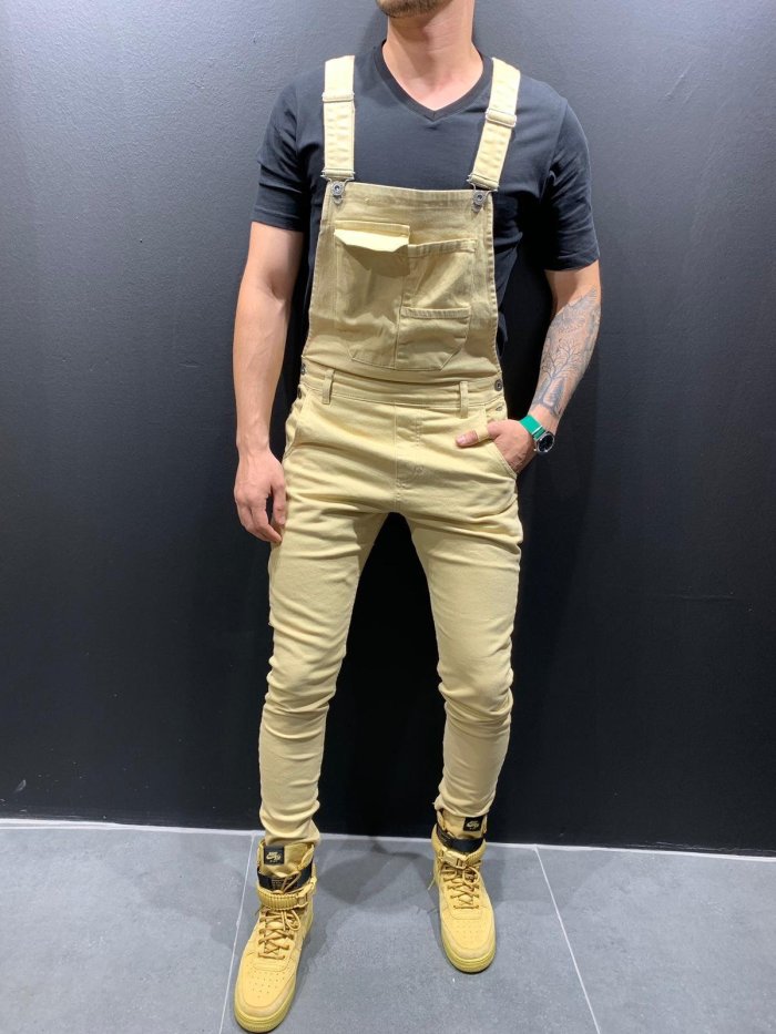 Men's hiphop tyga Fashion Jumpsuits Rompers Ripped Long Jeans Pants Hip Pop Distressed Overalls Jumpsuit Man Jean Pants Overalls