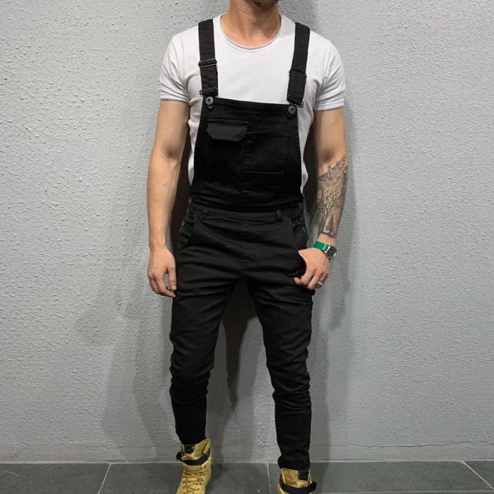 Men's hiphop tyga Fashion Jumpsuits Rompers Ripped Long Jeans Pants Hip Pop Distressed Overalls Jumpsuit Man Jean Pants Overalls