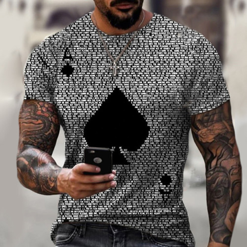 Men's T-shirt New Short Sleeve T Shirt Summer 2021 Mens Clothing Casual Ace Spades Card Letters Print Loose Tops T-shirt For Men