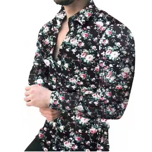 Men 2021 New Fashion Autumn Business Attire Trend Shirt For Men Print Long Sleeve Tops Shirts Men Clothing Vacation Shirts