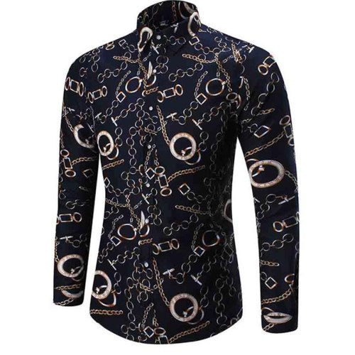2021 Leopard Color Piece Men's Slim Shirt Autumn Casual Turn-down Collar Streetwear Fashion Together print  Long Sleeve Shirt