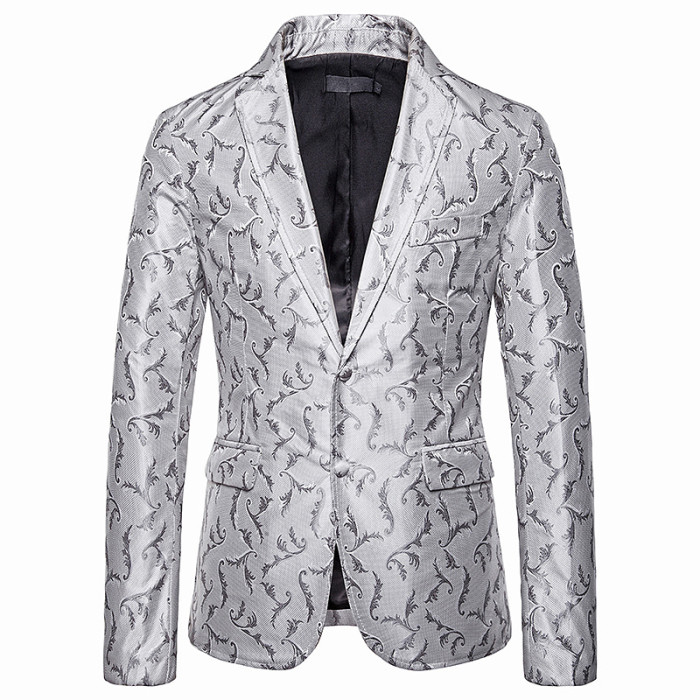 Blazer men groom suit Embroidery flower jackets mens wedding suits singer star style dance stage clothing formal dress
