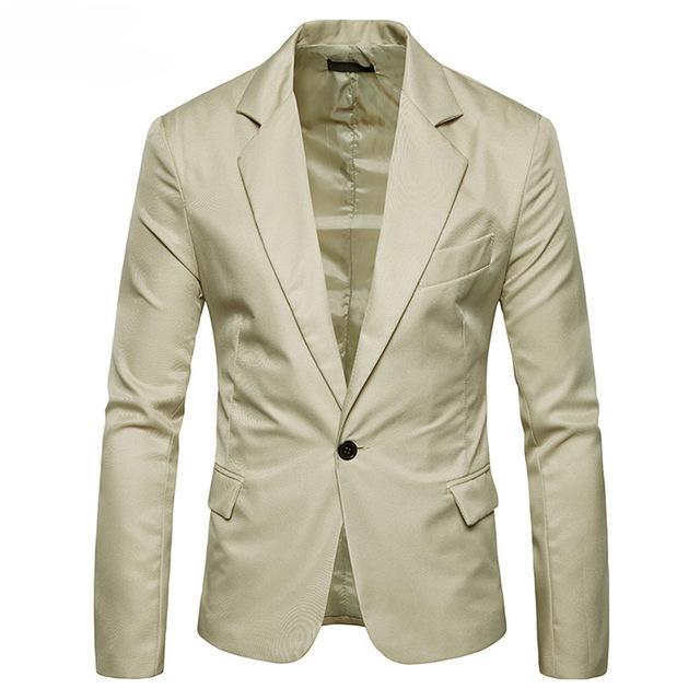 Spring/Autumn Men Blazer Slim Fit Long Sleeve Single Button Solid Color Coat Suit Men Blazer Jacket Casual Blazer