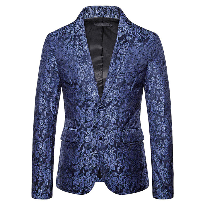 Fashion Men'S Casual Suits & Blazers Smart Casual Style Men Suit Coat Cashew Flowers Embroidered Coat Jacket