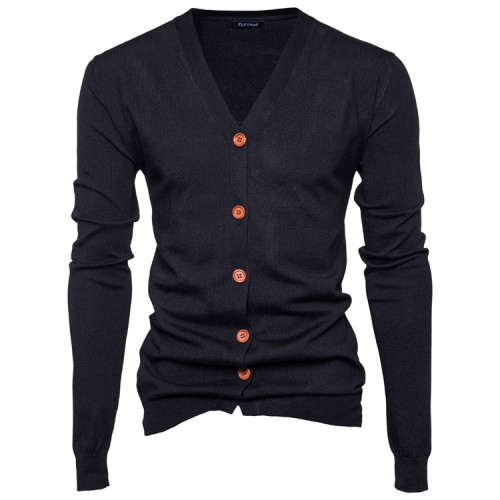 Hot Autumn New Men's V-Neck Cardigan Sweater Slim Thin Sweater Wool Coat Genuine Men High Quality Pullover
