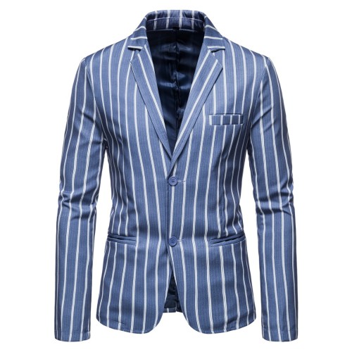 Mens Vinatge Leisure Blazers Lapel Collar retro Jacket Patchwork Striped Coats Autumn Business Blazers Men Clothing