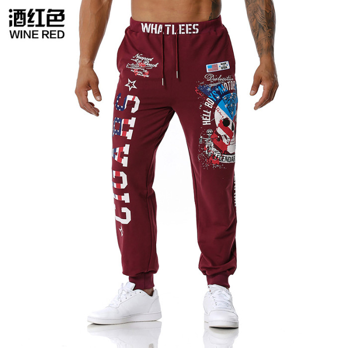 Men's Printed Jogging Pants Outdoor Sports  Fitness  Football Training Trousers