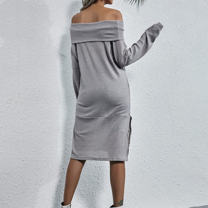 Elegant Dresses for Women Split Off Shoulder Long Sleeve Mini Dress Female Design Streetwear Female Clothing Loose Woman Fashion