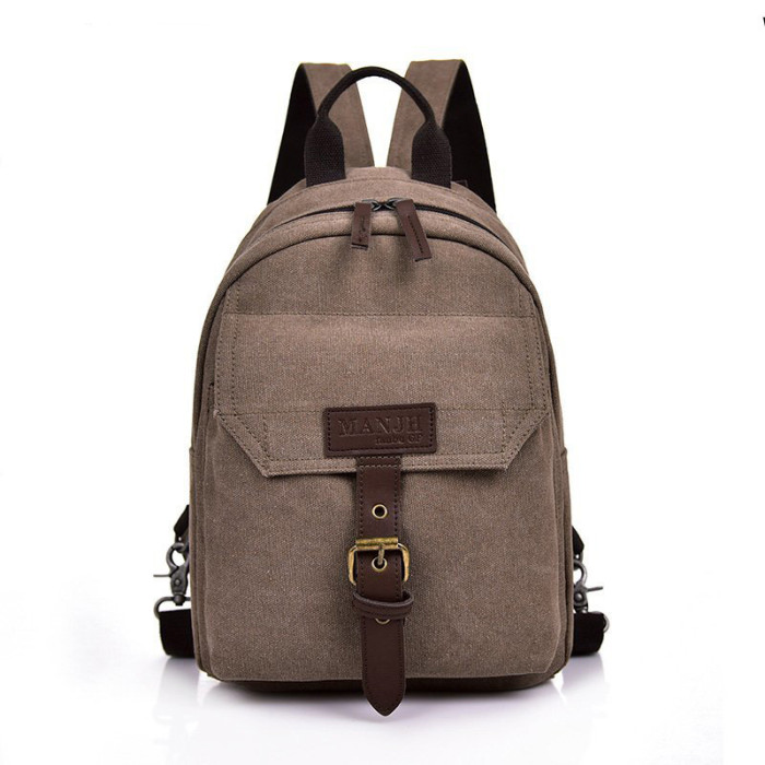 Fashion small canvas backpack Retro style women's shopping backpack Men's commuter backpack American casual style Multifunction