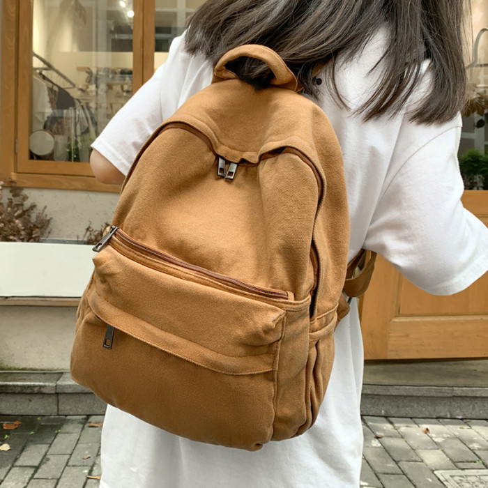 New Red Canvas Backpack Women's Japanese Harajuku Style Fashion Ladies Leisure Travel Backpack School Bag For Teenager Girl