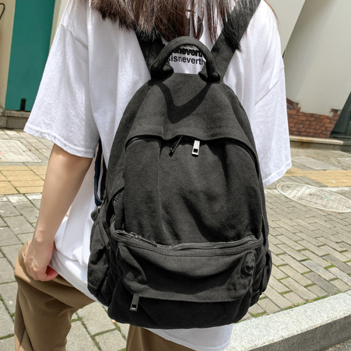 New Red Canvas Backpack Women's Japanese Harajuku Style Fashion Ladies Leisure Travel Backpack School Bag For Teenager Girl