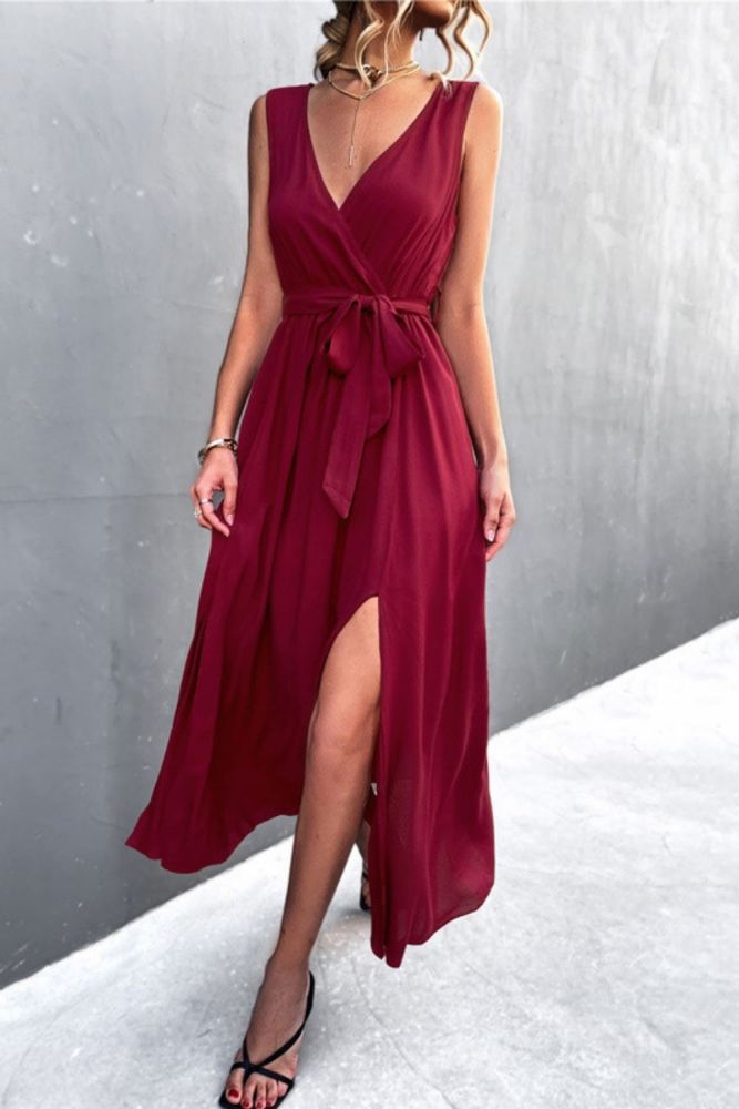 2022 Spring and summer new hot sexy V-neck cross strap sleeveless open dress