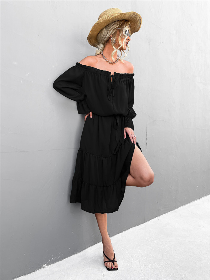 2022 Spring and summer explosive hot sexy one-shoulder tied dresses in the long dress