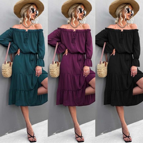2022 Spring and summer explosive hot sexy one-shoulder tied dresses in the long dress