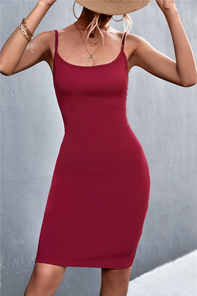 2022 Spring and summer new hot explosive models sexy backless tight halter dress bottoming skirt