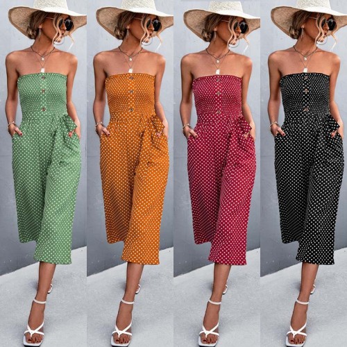 2022 Spring and summer new hot button hitting Range polka dot bustier jumpsuit female