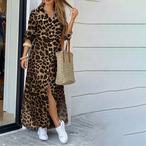 Leopard print slim temperament dress female