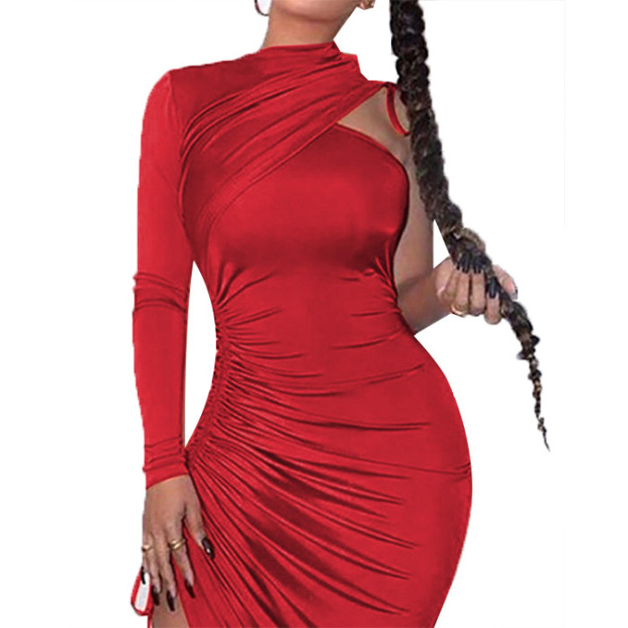 Spring and summer temperament strapless Slim package hip sexy drawstring dress female