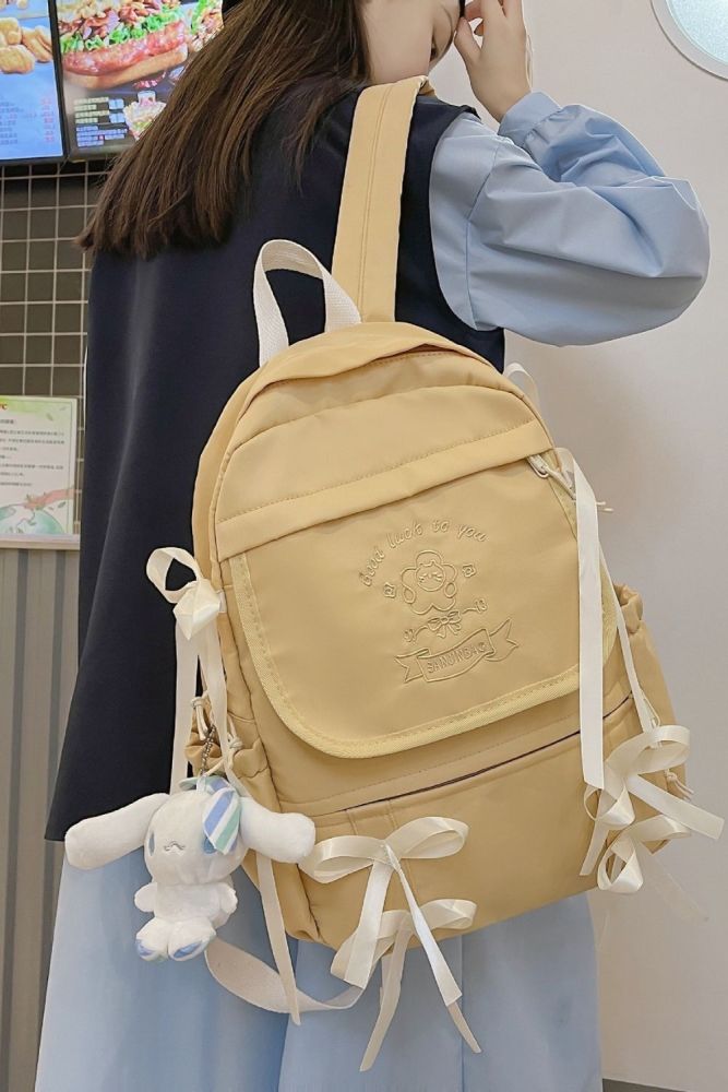 Cute girl heart large capacity shoulder bag Japanese fresh bow backpack