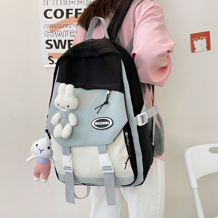 Nylon collision color student shoulder bag street trend fashion personality leisure backpack