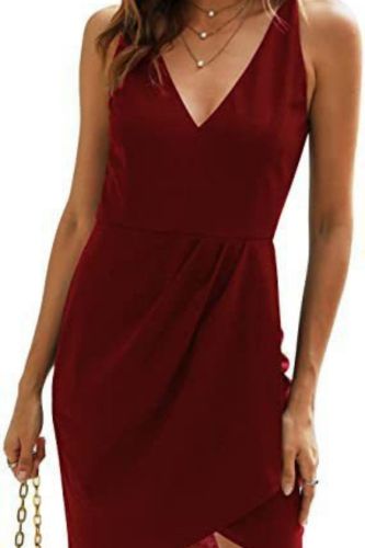 Tight sleeveless V-neck slim cocktail dresses for women