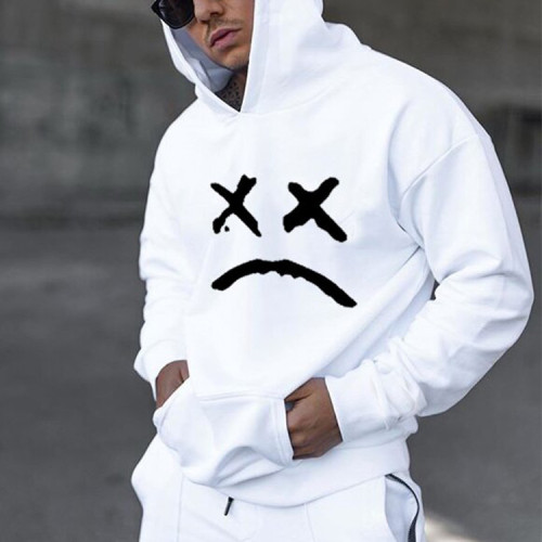 Autumn and winter casual large size men's sweatshirt smiley print loose hoodie