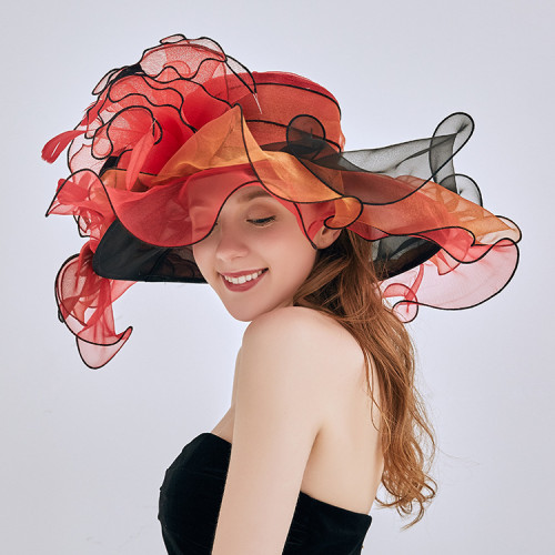 Organza sunscreen sun hat fashion crystal flower fashion hat female summer mesh sun hat