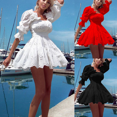 New women's solid color fashion mini dresses for women