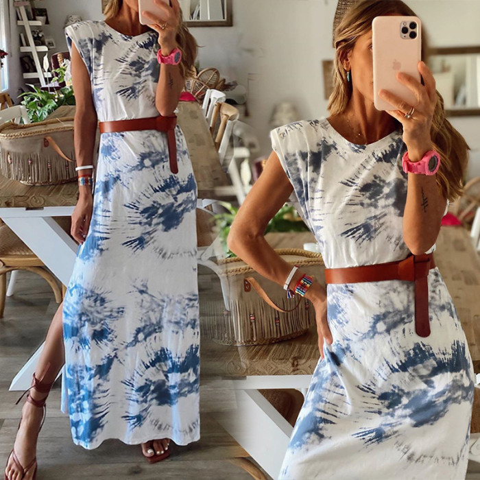 Summer explosion of printed open irregular dresses women